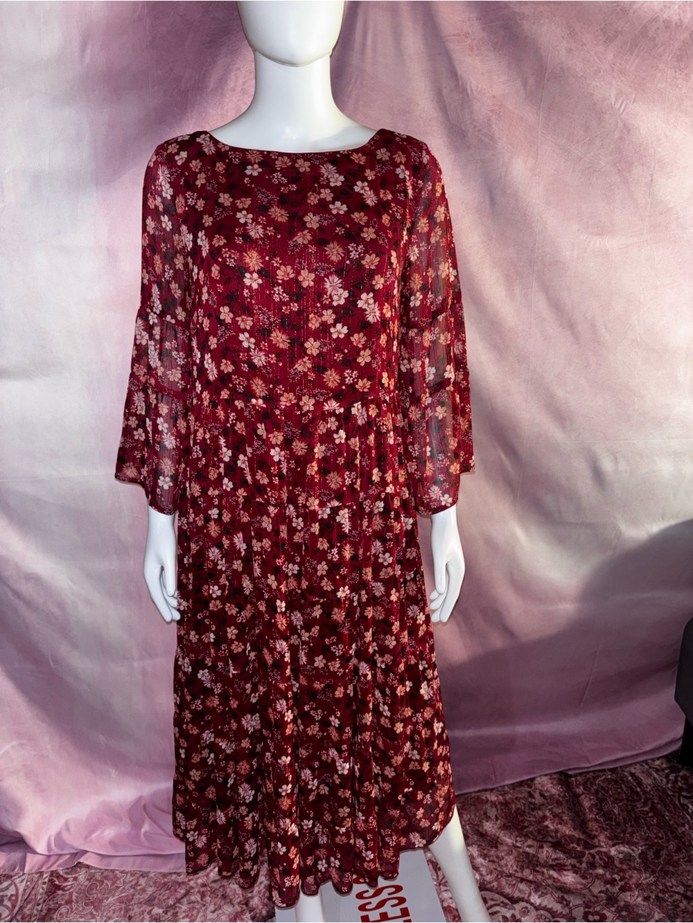 En Saison Burgundy Floral Maxi Dress